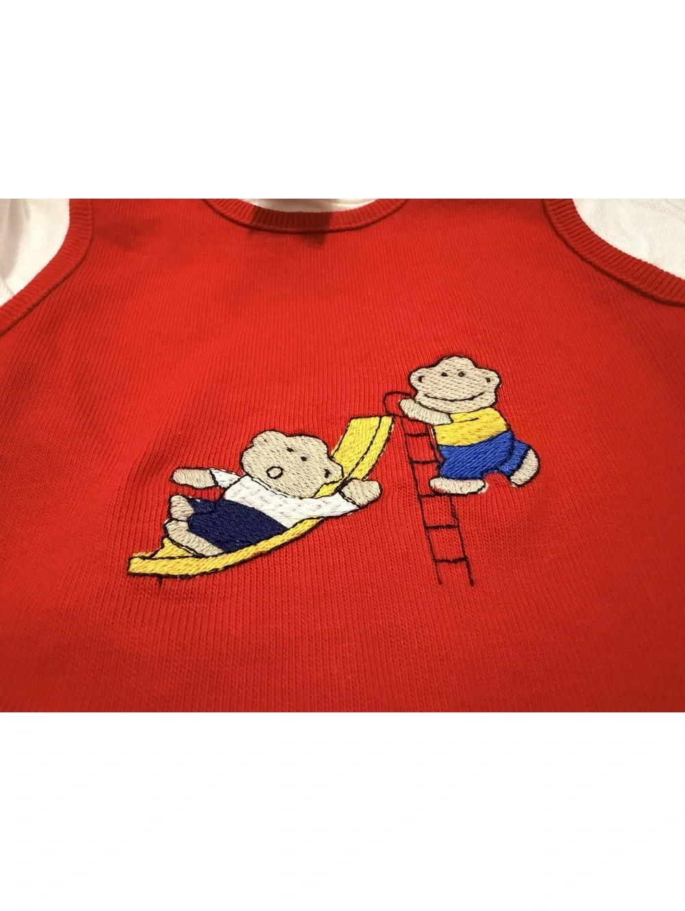 Vintage Carters Red Layered Monkey Romper Baby 3-6 Months
